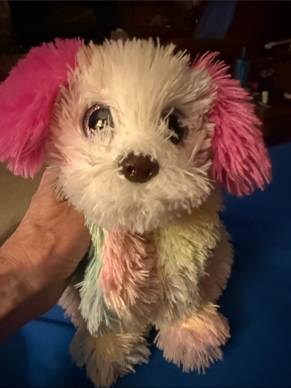 Ty Multicolor Plush Puppy - Hot Pink Ears & Tail